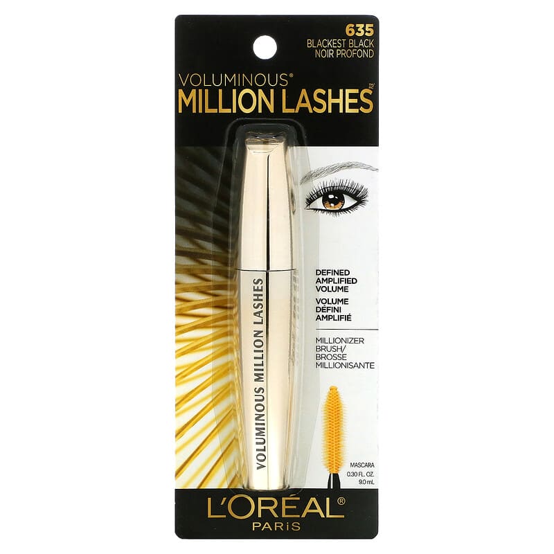 L'Or?al, Voluminous, Million Lashes Mascara, 635 Blackest Black, 0.3 fl oz (9 ml)