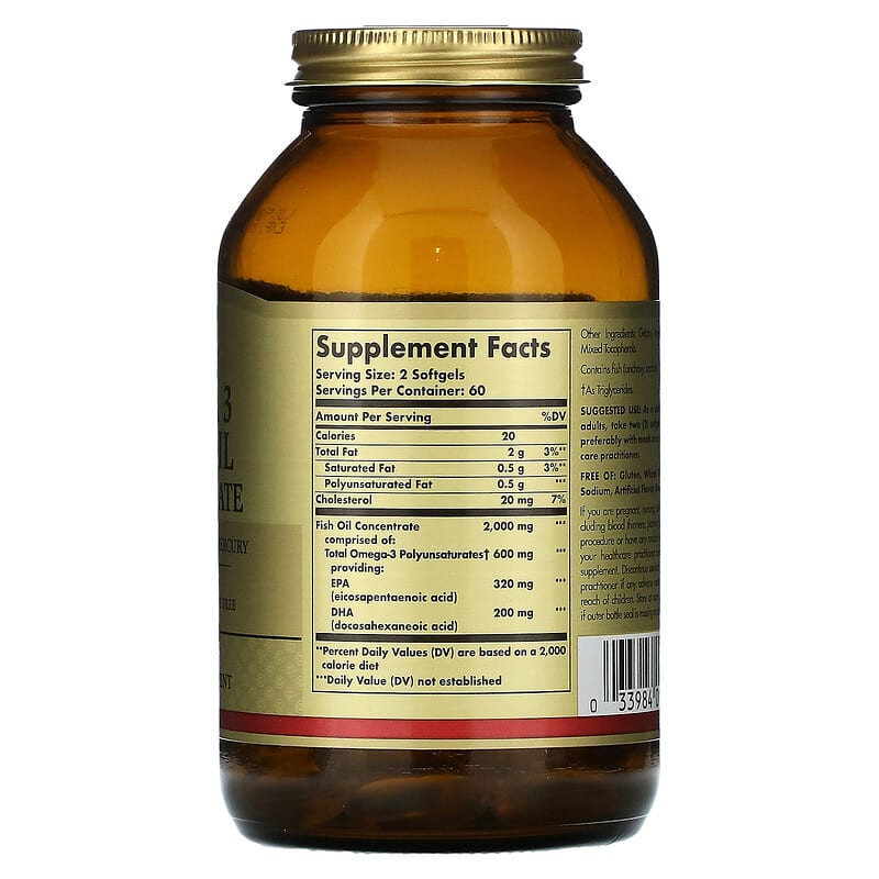 Solgar, Omega 3 Fish Oil Concentrate, 120 Softgels