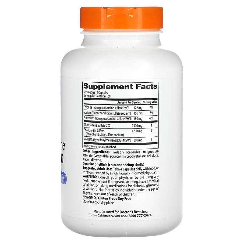 Doctor's Best, Glucosamine Chondroitin MSM with OptiMSM®, 240 Veggie Capsules