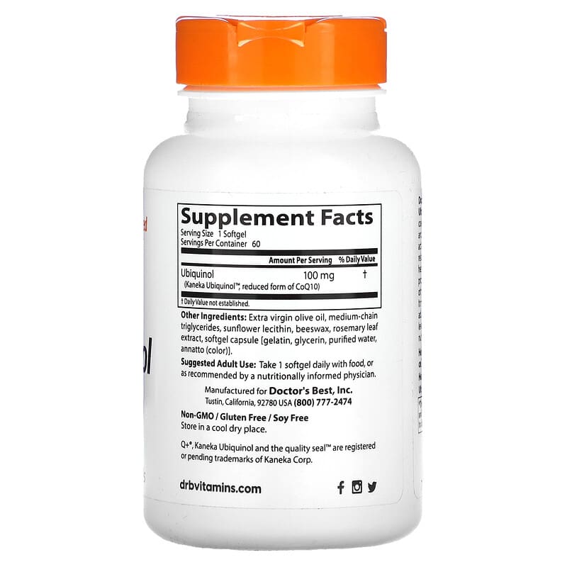 Doctor's Best, Ubiquinol , 100 mg, 60 Softgels