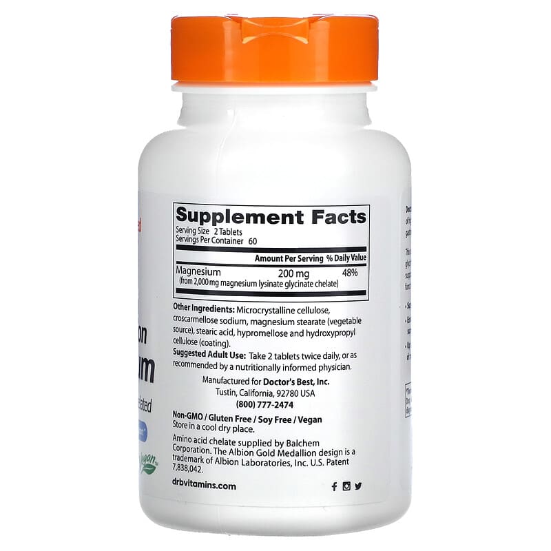 Doctor's Best, High Absorption Magnesium, 120 Tablets, (100 mg per Tablet)