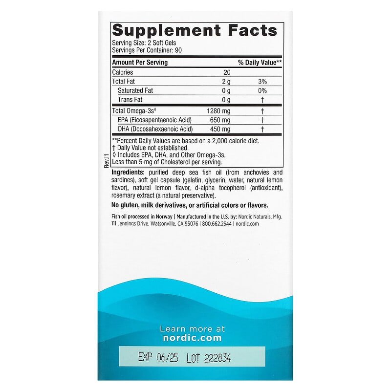 Nordic Naturals, Ultimate Omega®, Lemon, 180 Soft Gels (640 mg per Soft Gel)