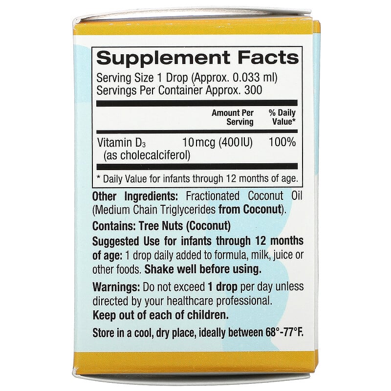 California Gold Nutrition, Baby Vitamin D3 Drops, 10 mcg (400 IU), 0.34 fl oz (10 ml)