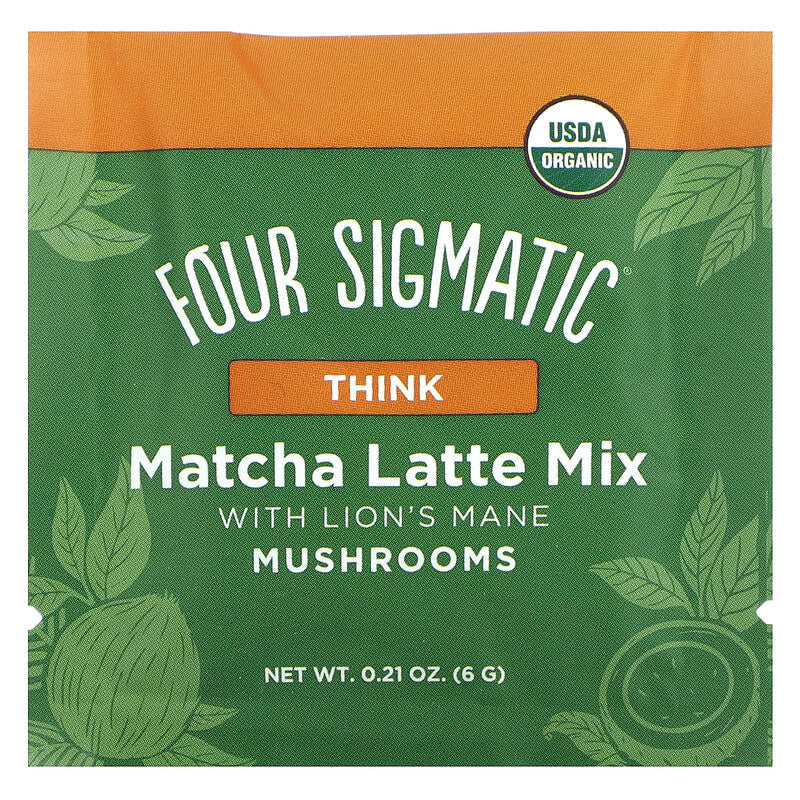 Four Sigmatic, Think, Organic Matcha Latte Mix with Lion's Mane Mushrooms, 10 Packets, 0.21 oz (6 g) Each