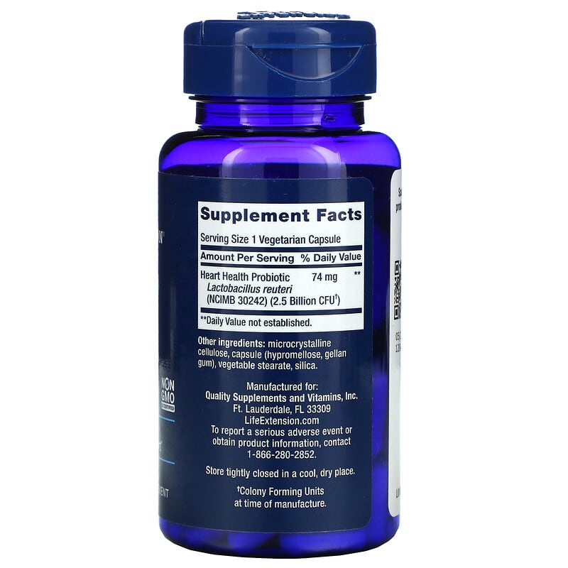Life Extension, FLORASSIST Probiotic Heart Health, 60 Vegetarian Capsules (74 mg per Capsule)