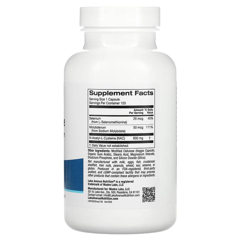 California Gold Nutrition, N-Acetyl-L-Cysteine with Molybdenum and Selenium, 120 Veggie Capsules
