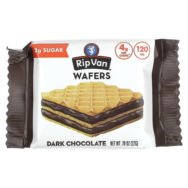 Rip Van Wafels, Wafers, Dark Chocolate, 6 Pack, 0.78 oz (22 g) Each