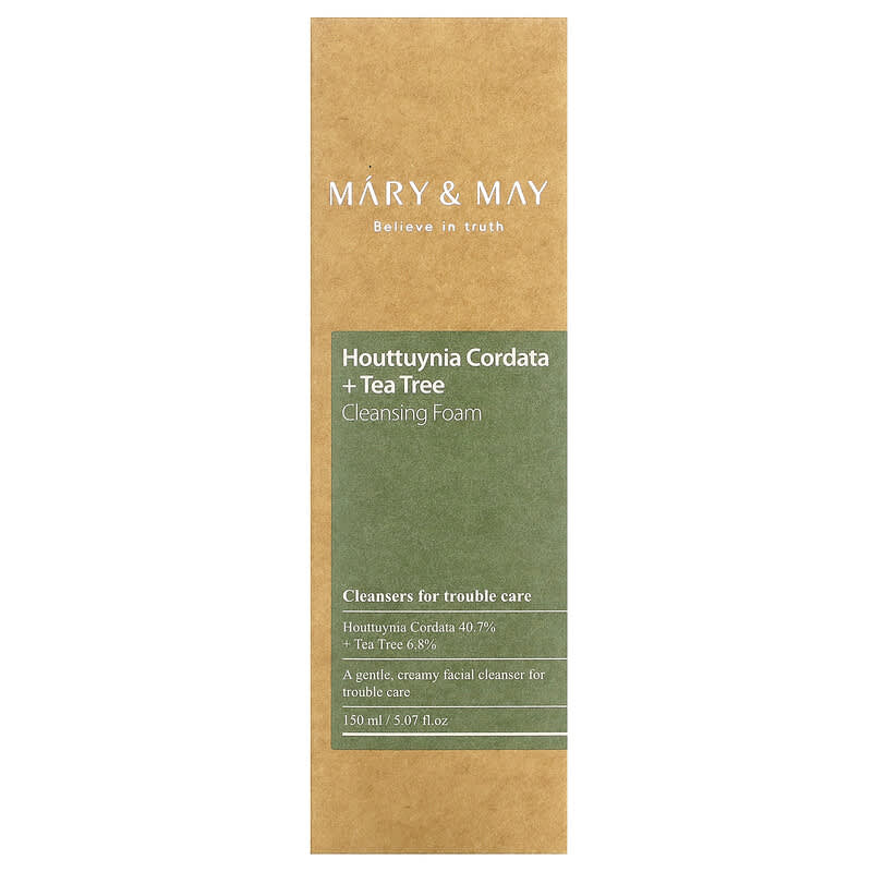 Mary &amp; May, Houttuynia Cordata + Tea Tree, Cleansing Foam, 5.07 fl oz (150 ml)