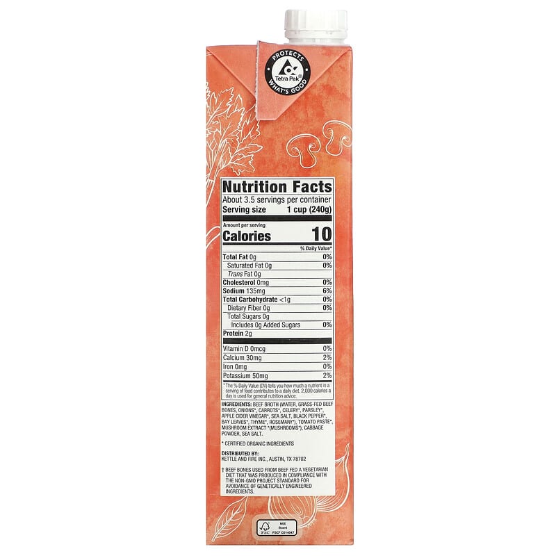Kettle &amp; Fire, Beef Broth, Low Sodium, 32 oz (907 g)
