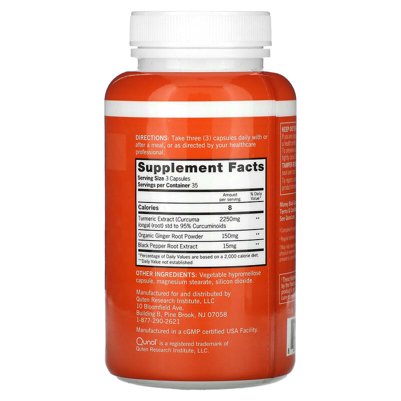 Qunol, Turmeric + Ginger, 105 Capsules (800 mg per Capsule)