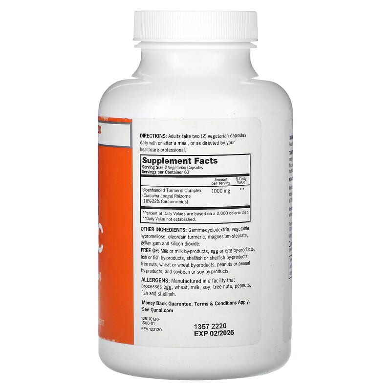 Qunol, Turmeric, Curcumin Complex, 120 Vegetarian Capsules (500 mg per Capsule)