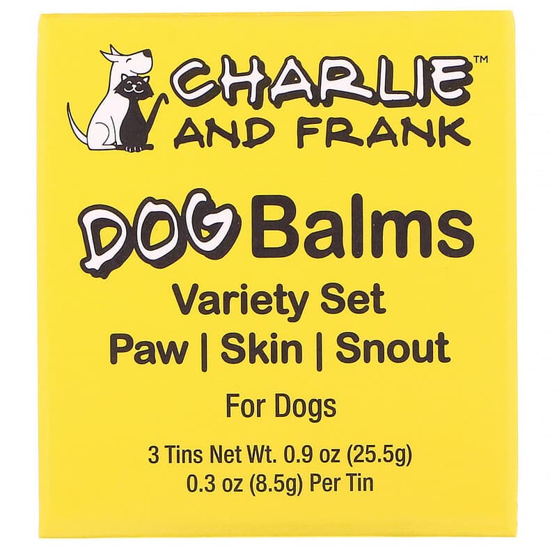 Charlie and Frank, Dog Balm Variety Set: Paw, Skin, Snout, 3 Tins, 0.3 oz (8.5 g) Each