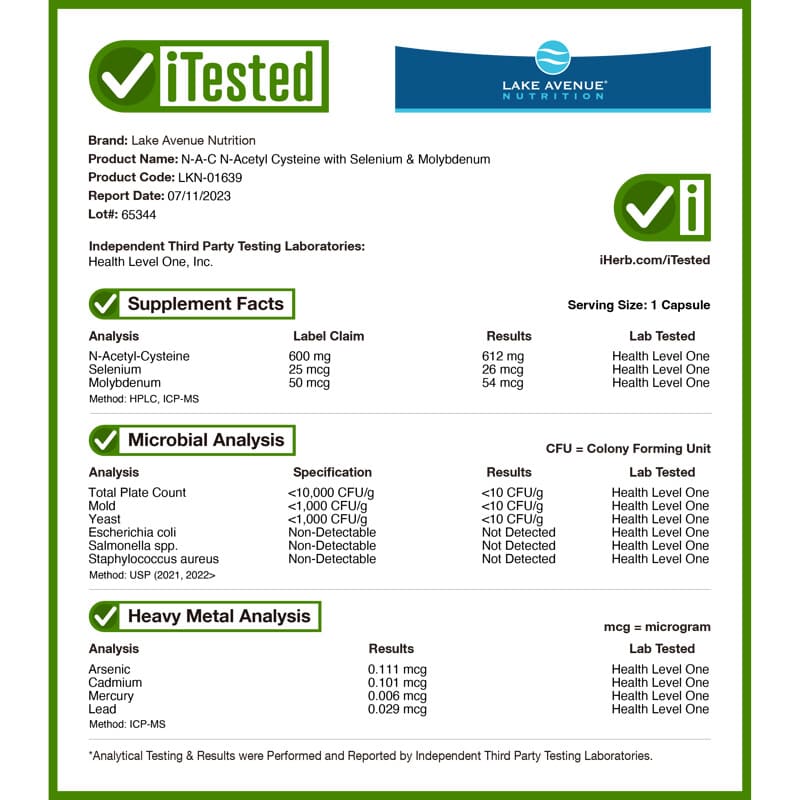 Lake Avenue Nutrition, NAC, 600 mg, 120 Veggie Capsules