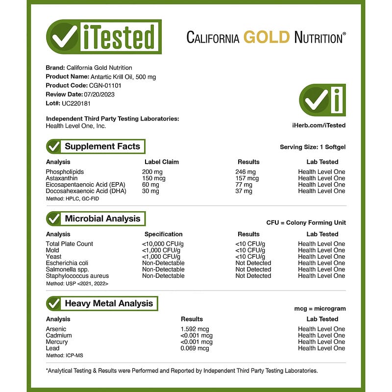 California Gold Nutrition, Antarctic Krill Oil, Omega-3 Phospholipids Complex with Astaxanthin, Natural Strawberry and Lemon Flavor, 500 mg, 120 Fish Gelatin Softgels