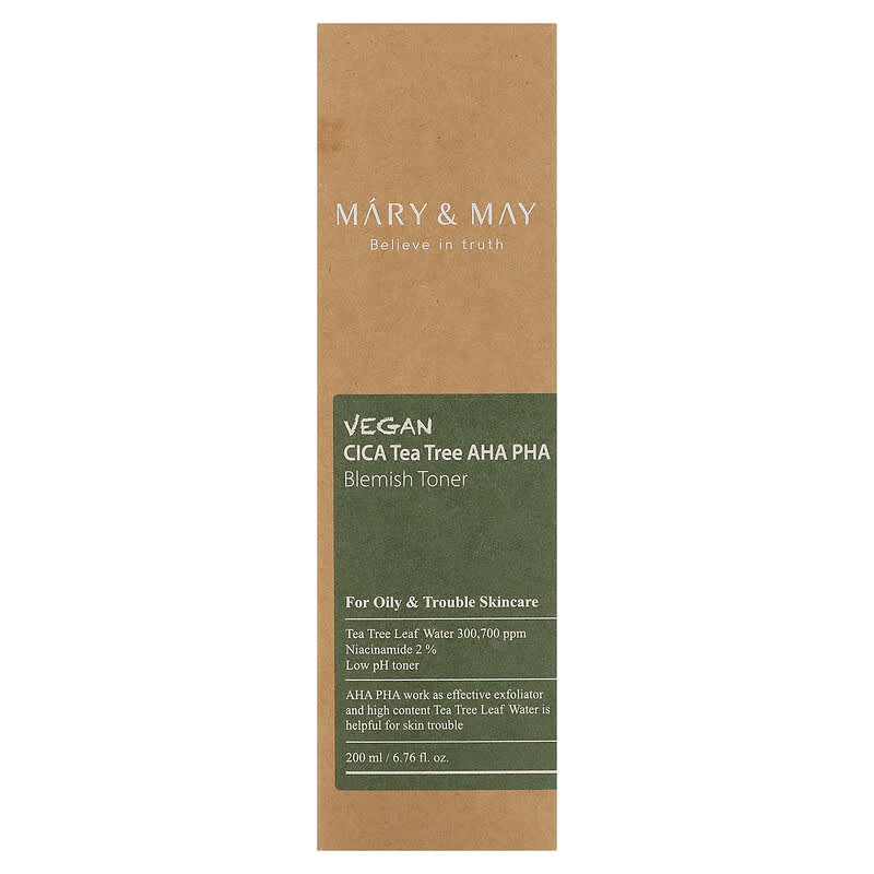 Mary & May, Vegan CICA Tea Tree AHA PHA, Blemish Toner, 6.76 fl oz (200 ml)