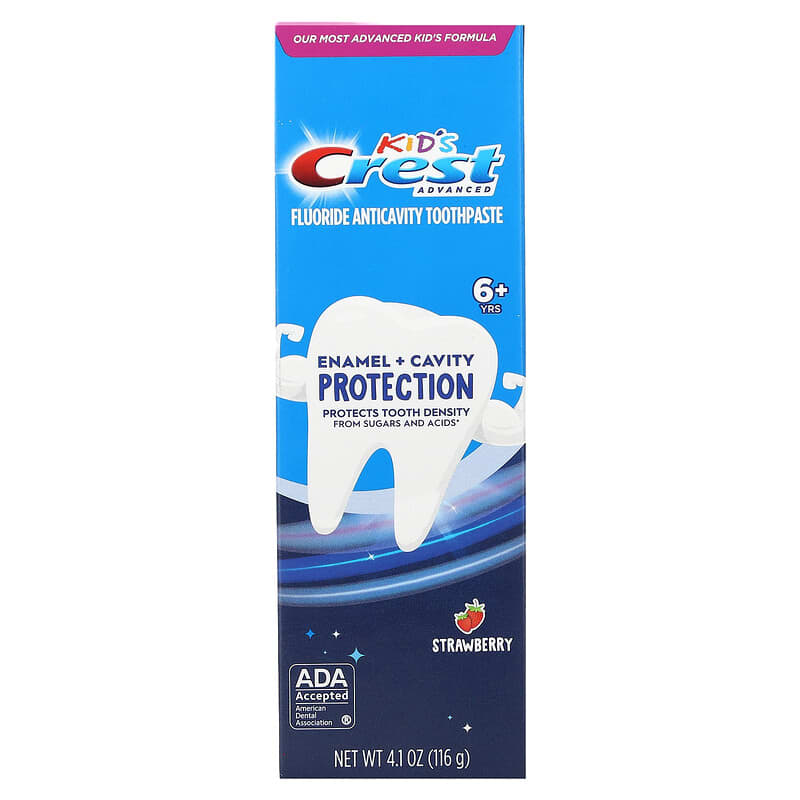 Crest, Kids, Advanced, Fluoride Anticavity Toothpaste, 6+ Yrs, Strawberry, 4.1 oz (116 g)