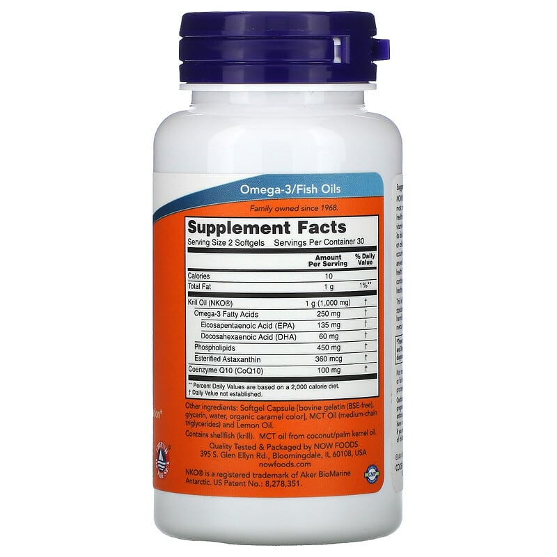 NOW Foods, Krill & CoQ10, 60 Softgels