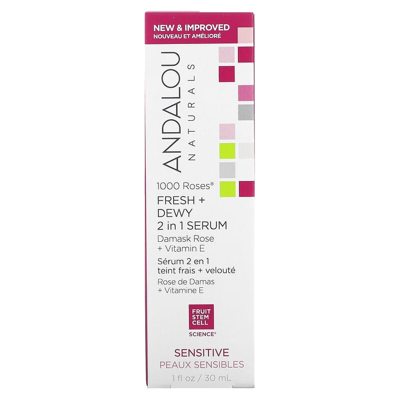 Andalou Naturals, 1000 Roses, Fresh + Dewy 2 in 1 Serum, 1 fl oz (30 ml)