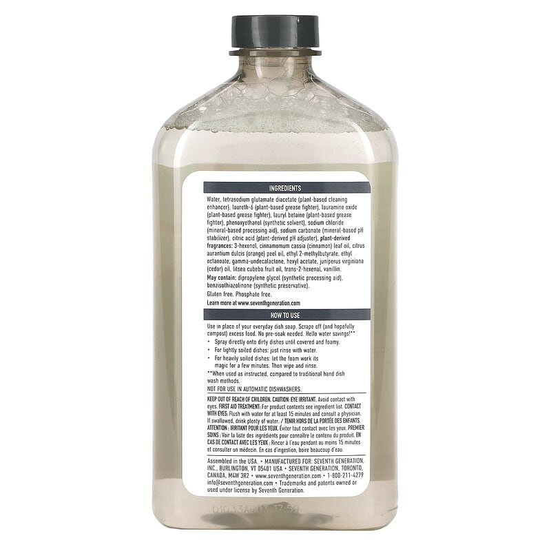 Seventh Generation, Power+ Foaming Dish Spray, Refill, Honeycrisp Apple, 16 fl oz (473 ml)