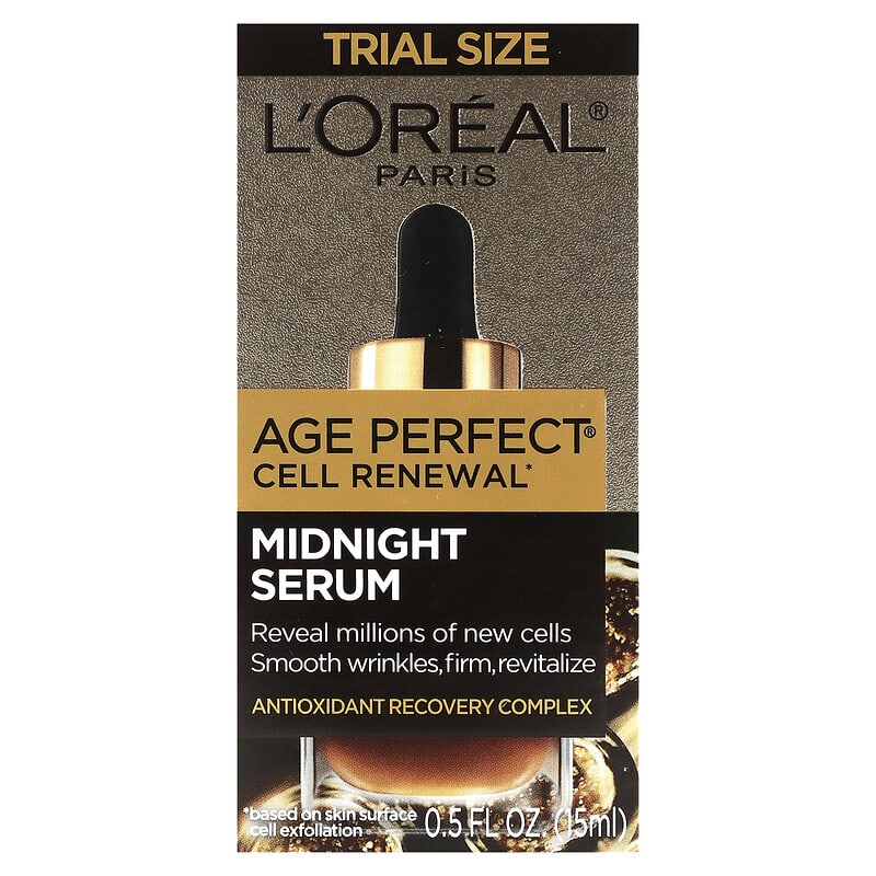 L'Oréal, Age Perfect Cell Renewal, Midnight Serum, Trial Size, 0.5 fl oz (15 ml)