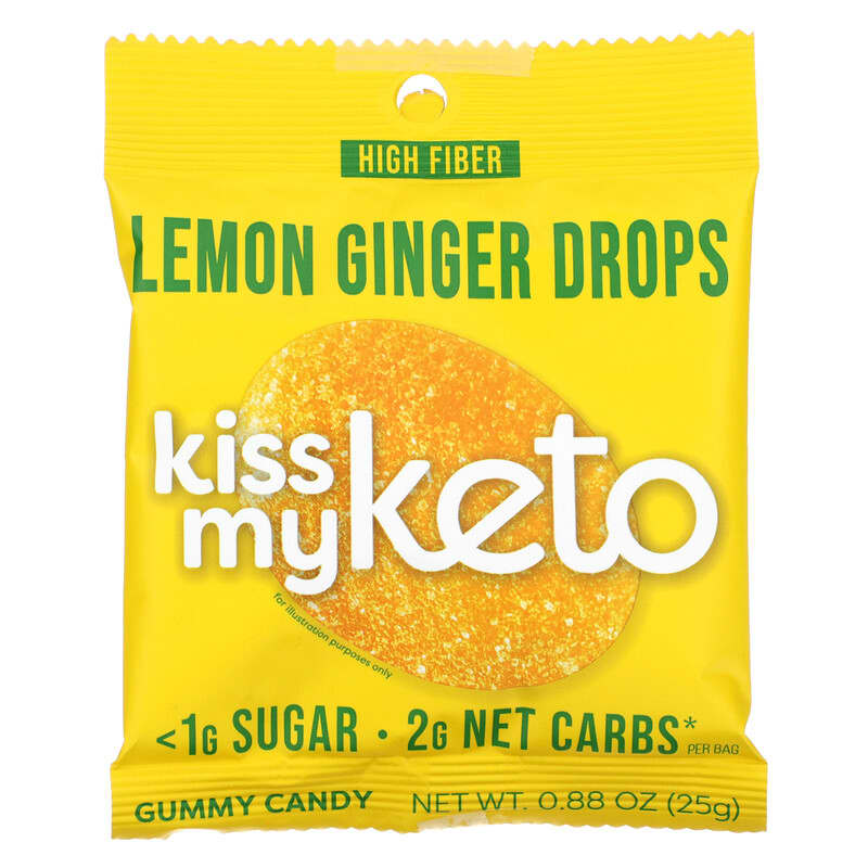 Kiss My Keto, Gummy Candy, Lemon Ginger Drops, 8 Bags, 0.88 oz (25 g) Each