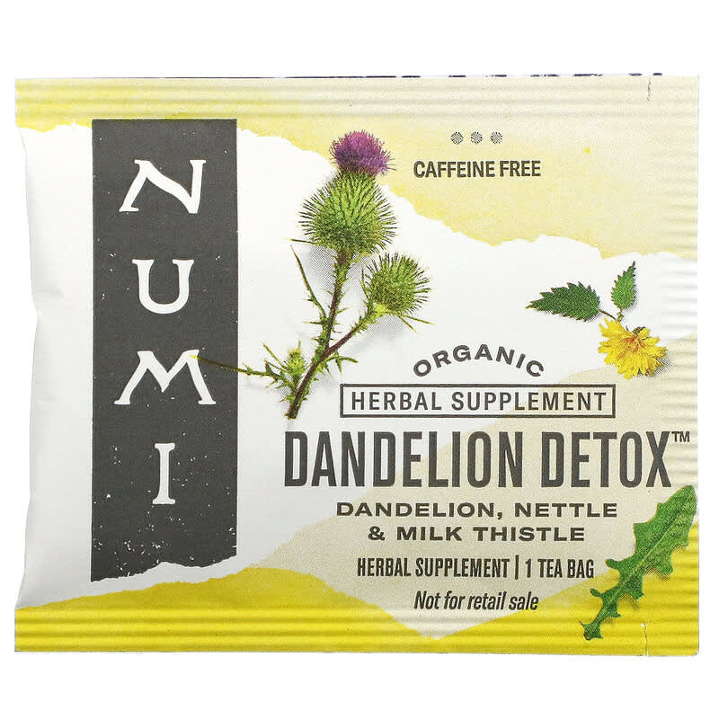 Numi Tea, Organic, Dandelion Detox, Caffeine Free, 16 Non-GMO Tea Bags, 1.13 oz (32 g)