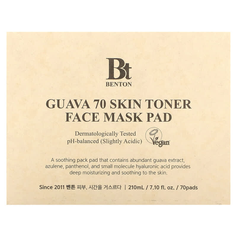 Benton, Guava 70 Skin Toner Face Beauty Mask Pad, 70 Pads, 7.1 fl oz (210 ml)