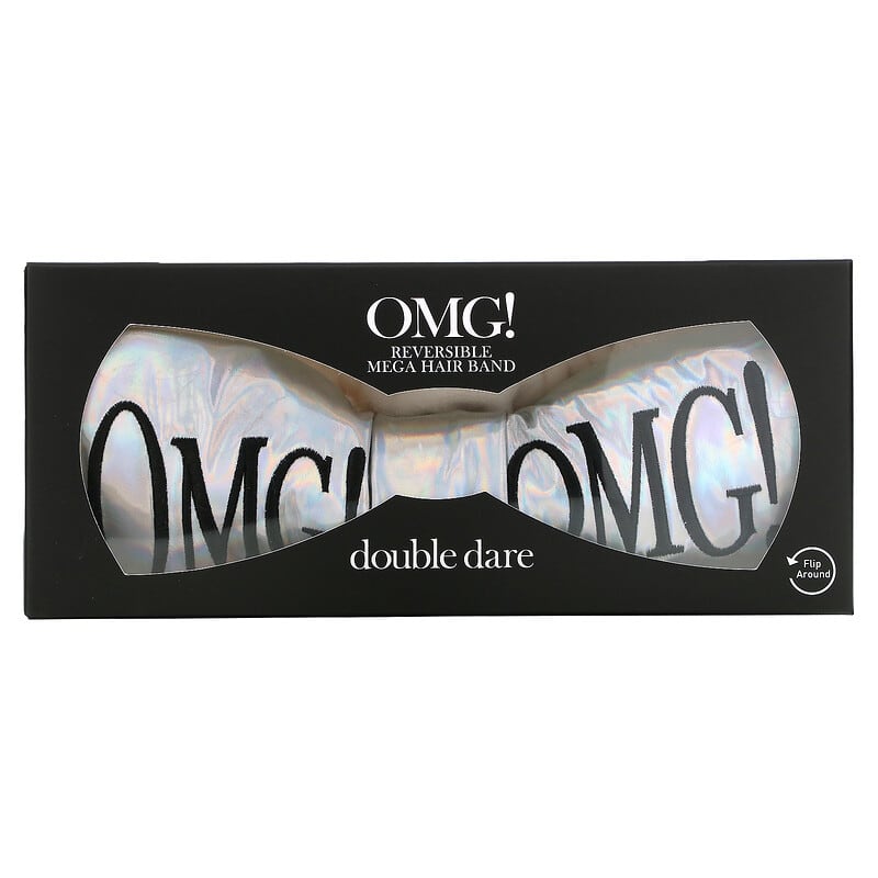 Double Dare, OMG! Reversible Mega Hair Band, White Plush & Rainbow Platinum, 1 Piece