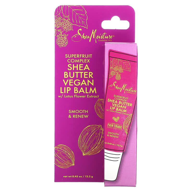 SheaMoisture, Shea Butter Vegan Lip Balm with Lotus Flower Extract, Superfruit Complex, 0.43 oz (12.2 g)