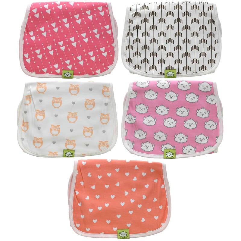 KeaBabies, Organic Burp Cloths, Pink Dreams,  5 Pack