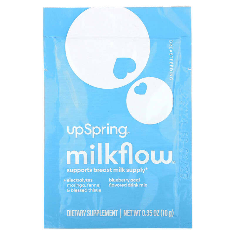 UpSpring, Milkflow Drink Mix, Blueberry Acai, 16 Packets, 10 g Each