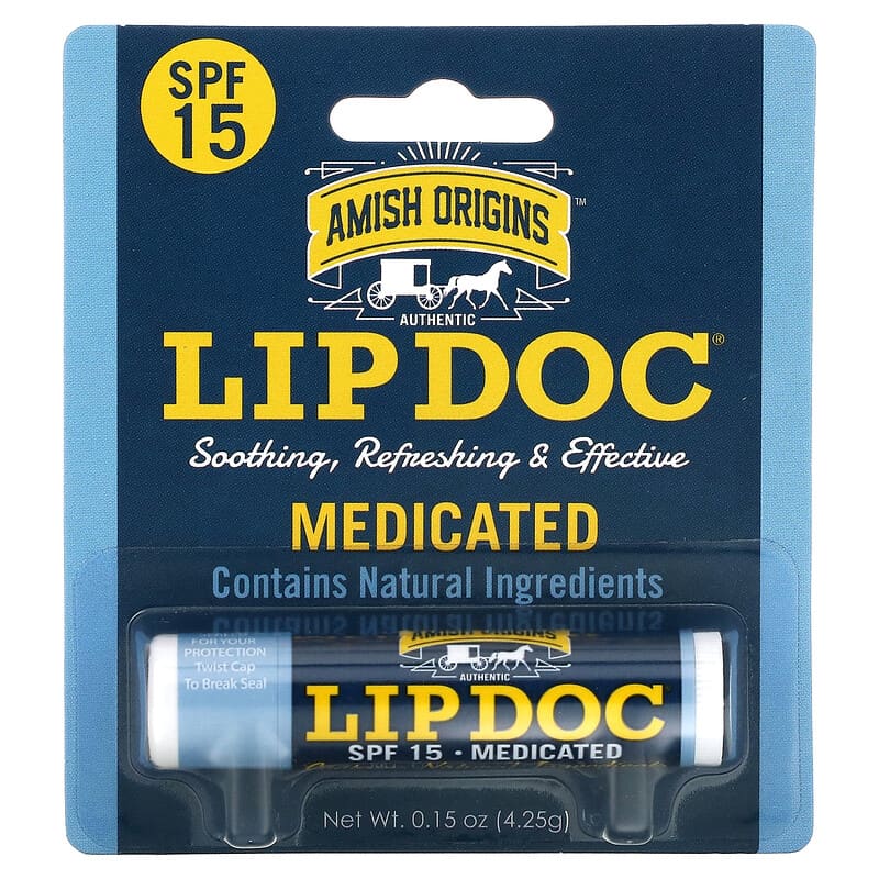 Amish Origins, Lip Doc, Medicated, SPF 15, 0.15 oz (4.25 g)