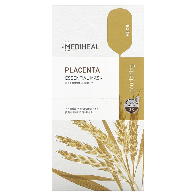 Mediheal, Placenta, Essential Beauty Mask, 10 Sheets, 0.81 fl oz (24 ml) Each