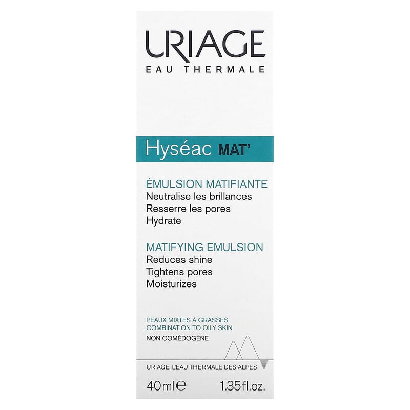 Uriage, Hyséac Mat, Matifying Emulsion, Combination to Oily Skin, 1.35 fl oz (40 ml)