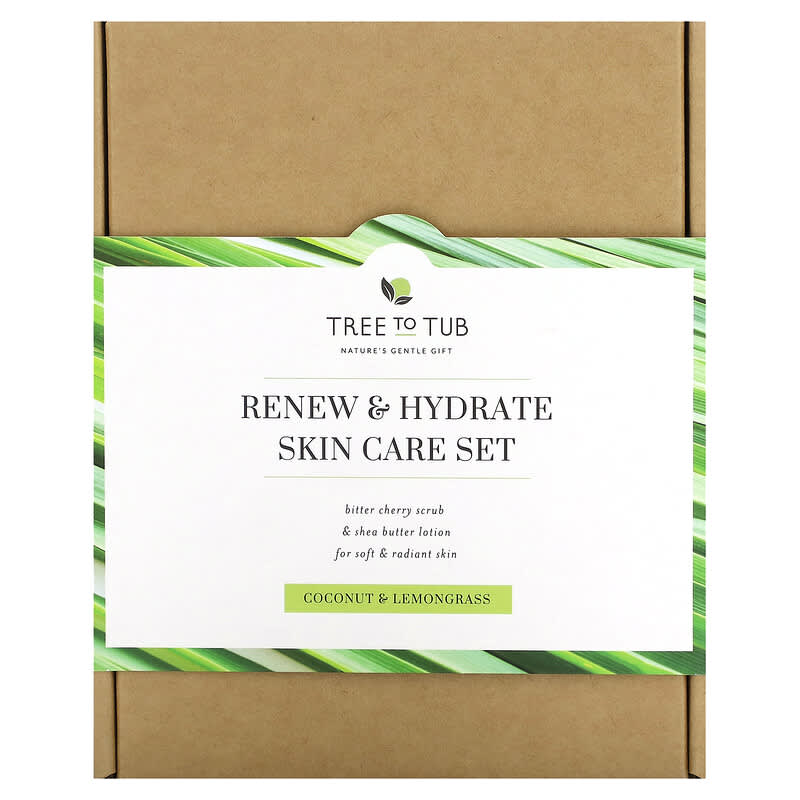 Tree To Tub, Renew & Hydrate Skin Care Set, Coconut & Lemongrass, 2 Piece Set, 8.5 fl oz (250 ml) Each