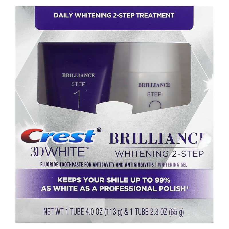 Crest, 3D White, Daily Whitening 2-Step Treatment, 1 Kit