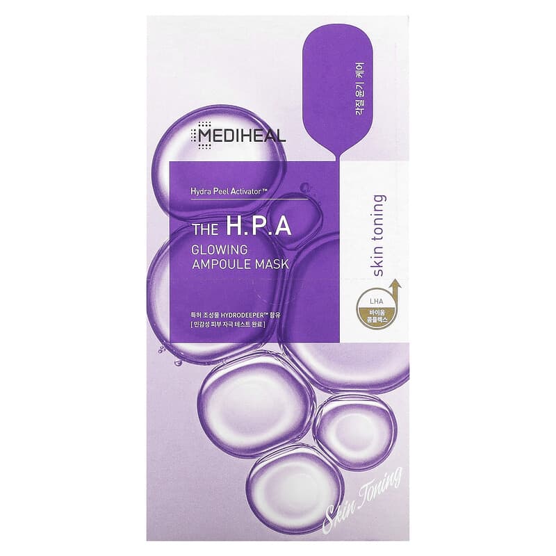 Mediheal, The H.P. A, Glowing Ampoule Beauty Mask, 10 Sheets, 0.84 fl oz (25 ml) Each