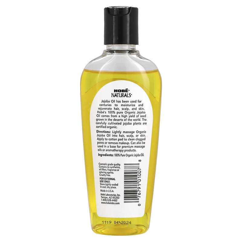 Hobe Labs, Naturals, Organic Jojoba Oil, 4 fl oz (118 ml)