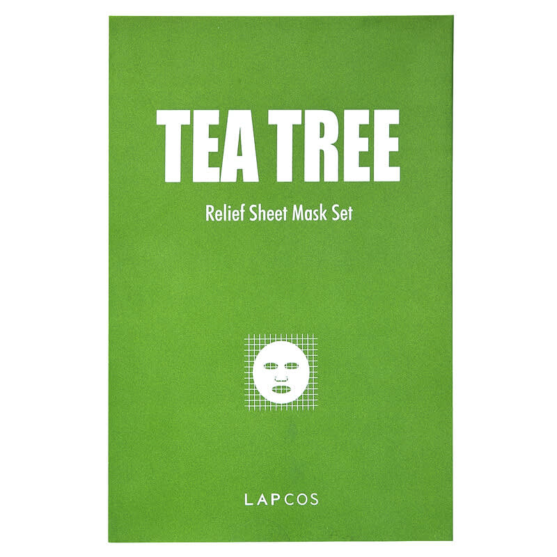 Lapcos, Tea Tree Relief Beauty Sheet Mask Set, 5 Sheets, 0.84 fl oz (25 ml) Each