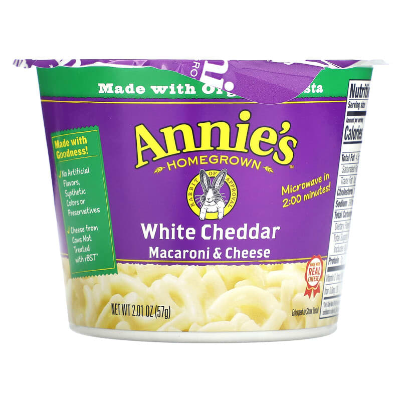 Annie's Homegrown, White Cheddar Macaroni & Cheese, 2 Cups, 2.01 oz (57 g) Each