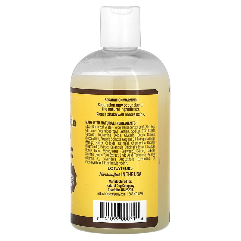 Natural Dog Company, Oatmeal Sensitive Skin Shampoo, For Dogs, Fragrance Free, 12 fl oz (355 ml)