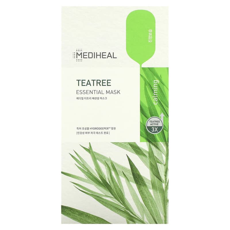 Mediheal, Tea Tree, Essential Beauty Mask, 4 Sheets, 0.81 fl oz (24 ml) Each