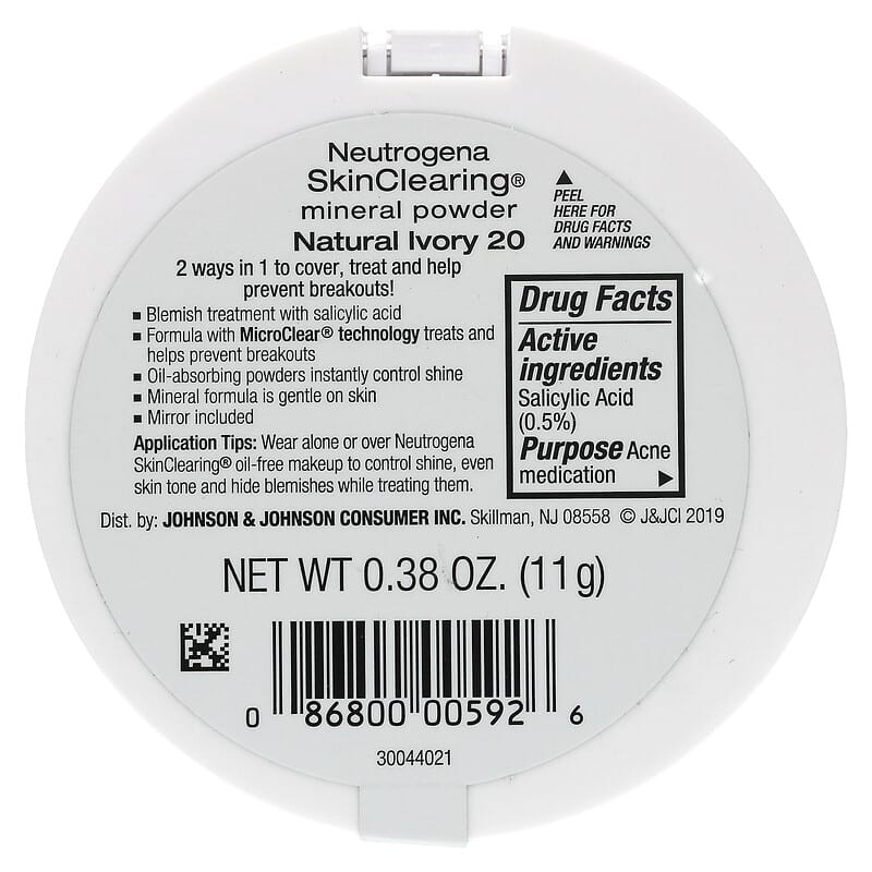 Neutrogena, SkinClearing Mineral Powder, Natural Ivory 20, 0.38 oz (11 g)