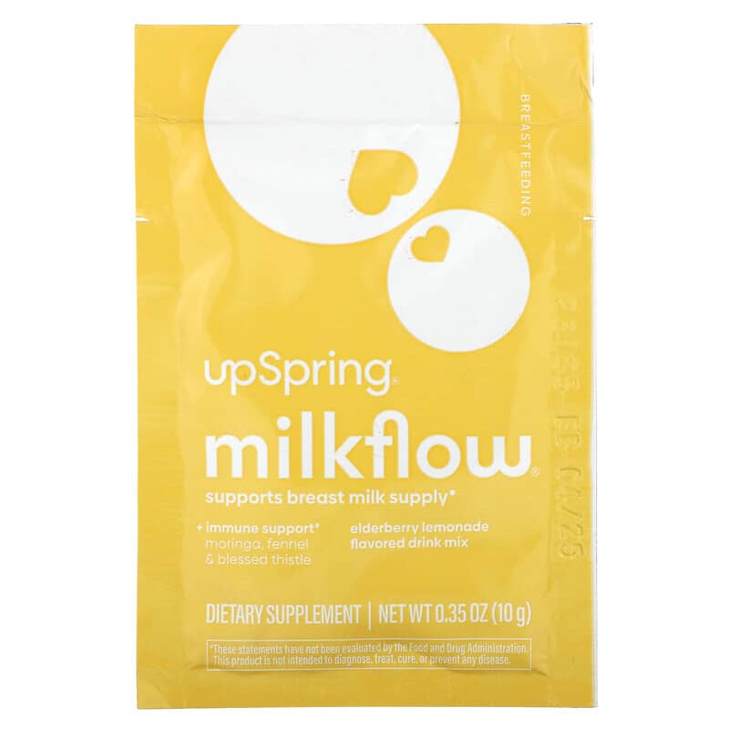 UpSpring, Milkflow Drink Mix, Elderberry Lemonade, 16 Packets, 10 g Each