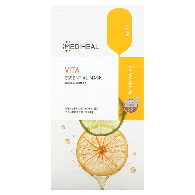 Mediheal, Vita, Essential Beauty Mask, 4 Sheets, 0.81 fl oz (24 ml) Each