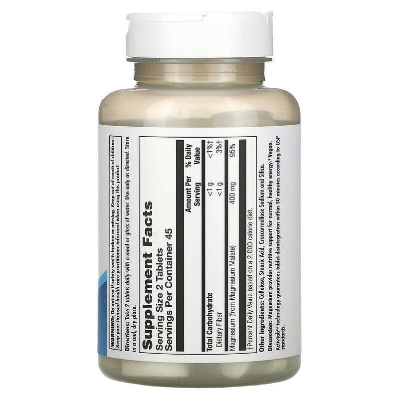 KAL, Magnesium Malate 400, 90 Tablets