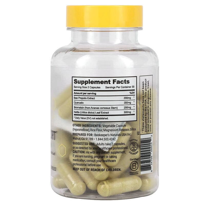 Beekeeper's Naturals, Propolis Sinus Support, 60 Veggies Capsules