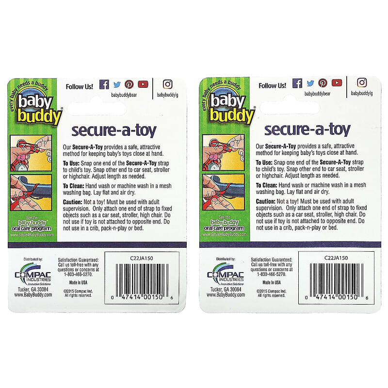 Baby Buddy, Secure-A-Toy, 4 + Months, 4 Straps