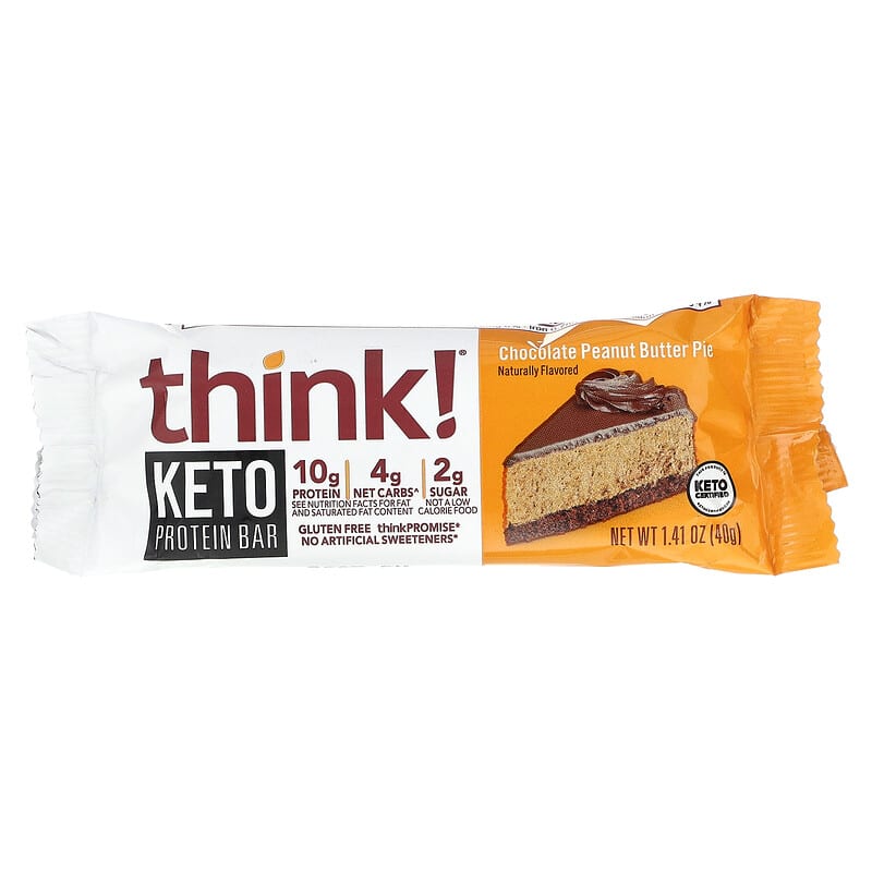 Think !, Keto Protein Bars, Chocolate Peanut Butter Pie, 10 Bars, 1.41 oz (40 g) Each