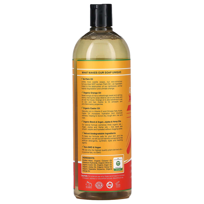 Seven Minerals, Pure Castile Soap, Sweet Orange, 33.8 fl oz (1 l)